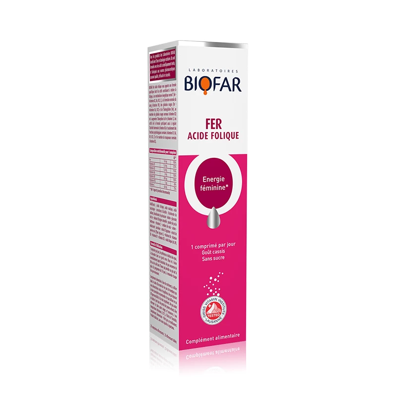Biofar Gvožđe sa folnom kiselinom Vitamini C, B1, B2, B6, B12  20 šumećih tableta