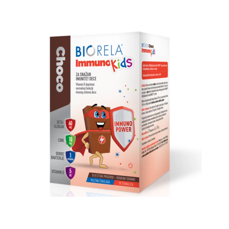   Biorela Choco Immuno Kids 20 čokoladnih štanglica Natural Wealth