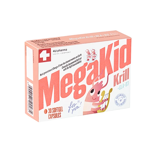 MegaKid Krill + GLA + D3 30 želatinastih kapsula 4Upharma  