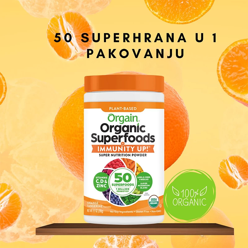 Orgain Superfoods Imuno organska superhrana IMMUNITY UP ukus mandarina 280g Aleksandar MN