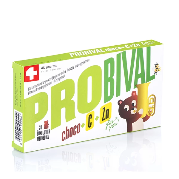 PROBIVAL CHOCO+C+Zn  20 čokoladnih medvedića  4Upharma