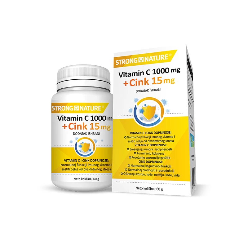 Vitamin C 1000 mg + Cink 15 mg  Strong Nature