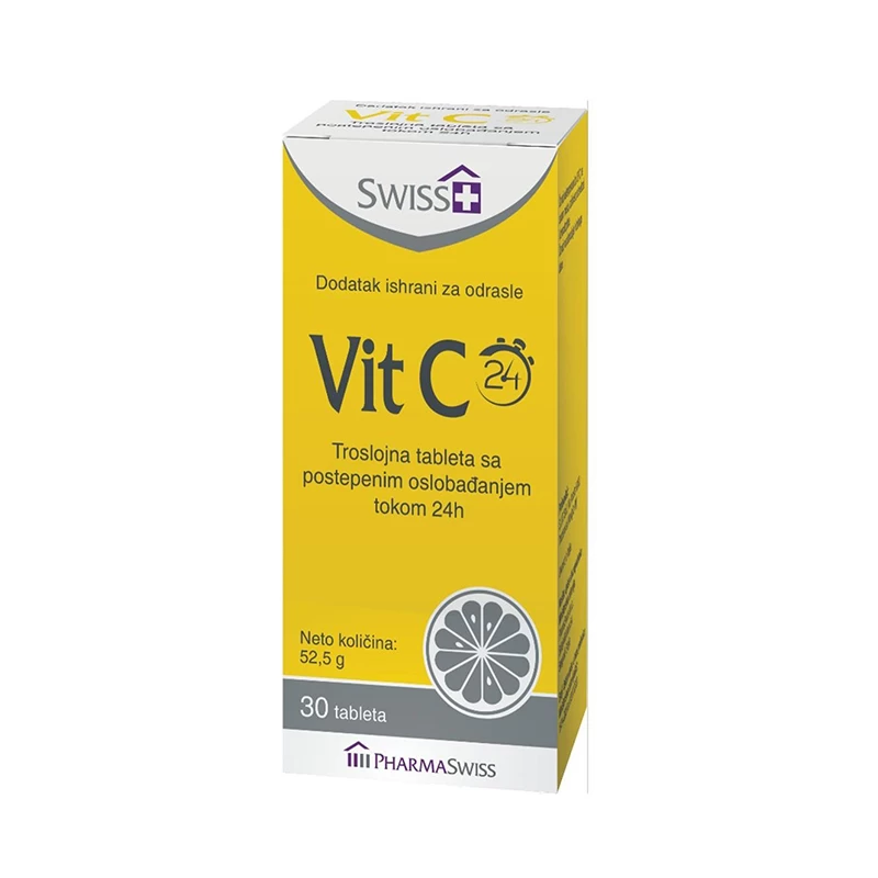 Vitamin C 24h troslojna tableta sa postepenim oslobađanjem tokom 24h 30tableta Pharmaswiss